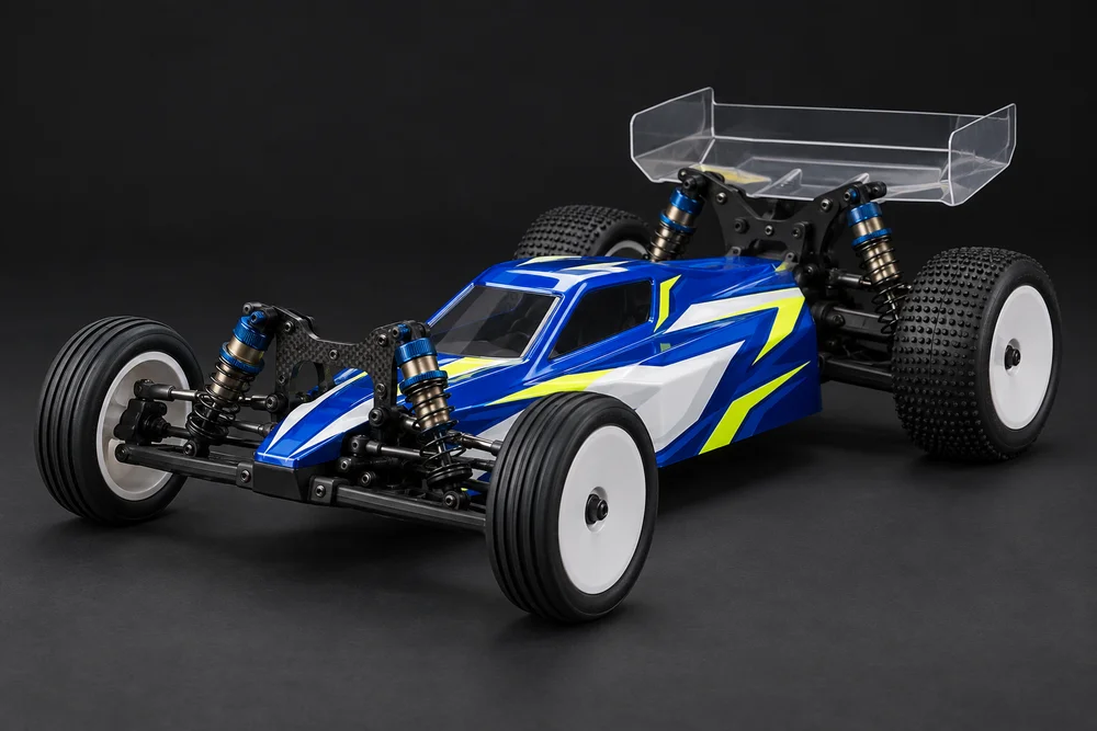 AI-generated concept of 2wd racing buggy styling for the B6-class kit, shown for design inspiration
