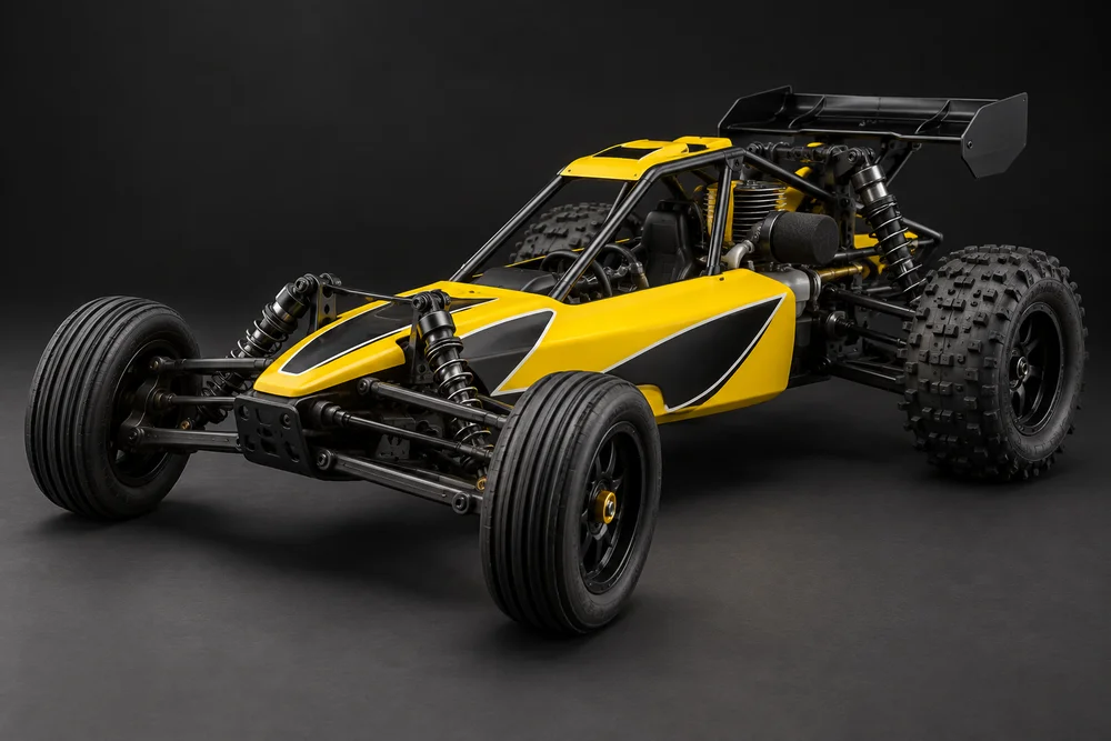 AI-generated concept of 1/5 off-road buggy styling for the Large-scale buggy kit, shown for design inspiration
